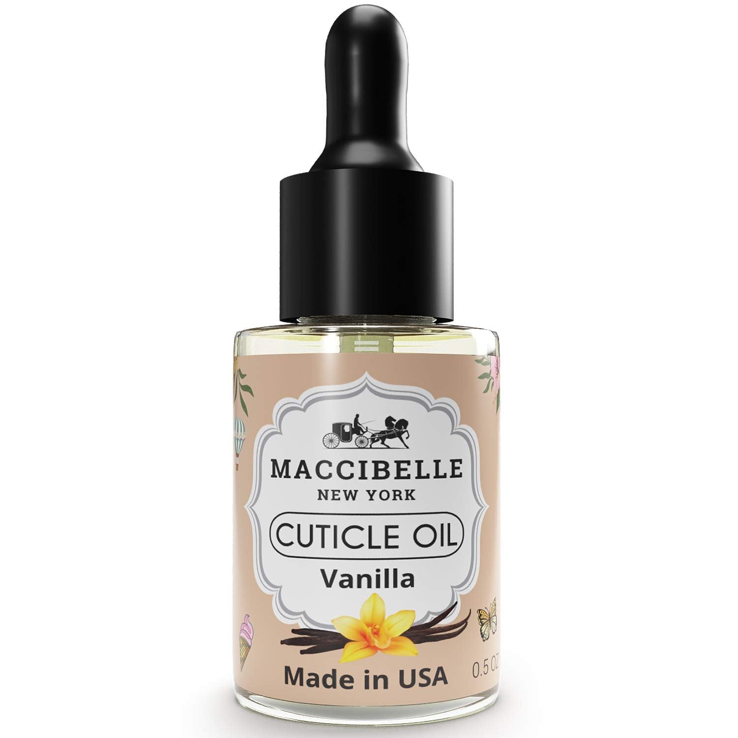 Maccibelle Cuticle Oil Heals Dry Cracked Cuticles 0.5 oz 2 Bottles (Vanilla)
