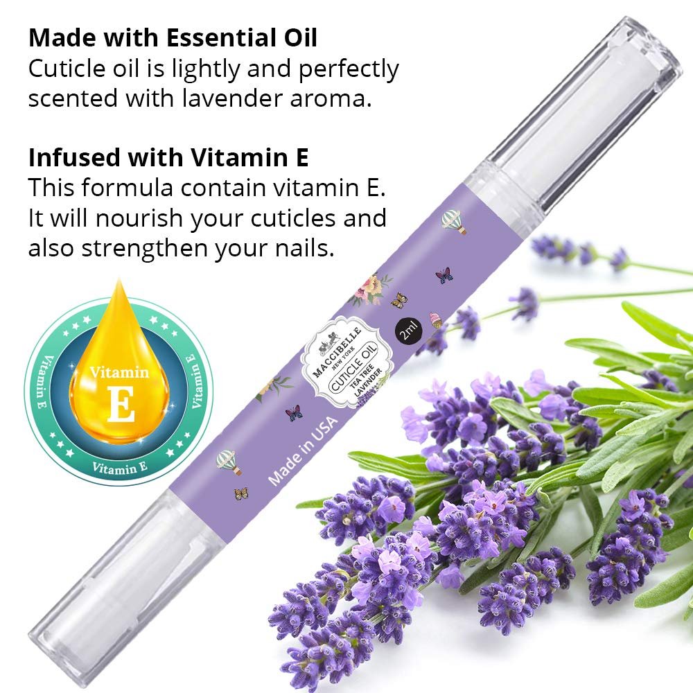 Maccibelle 3 PCS Lavander Pure Cuticle & Nail Oil Pen 2ml Heals Dry Cracked Cuticles.